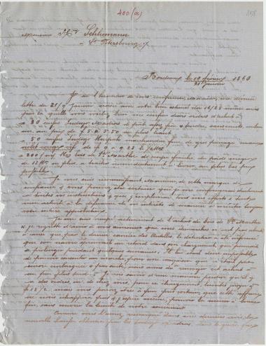 Letter sent by Fournier, Maurice to Schliemann, Heinrich, 1860