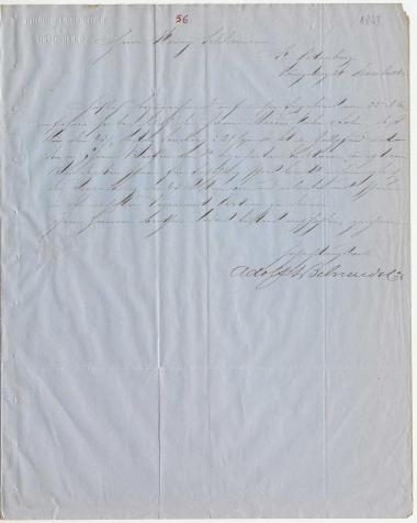 Letter sent by Behrend, Adolph & Co. to Schliemann, Heinrich, 1862