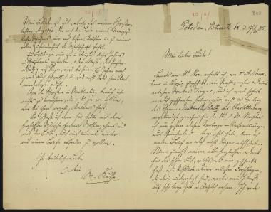 Letter sent by Kühse, Wilhelm to Schliemann, Heinrich, 1885