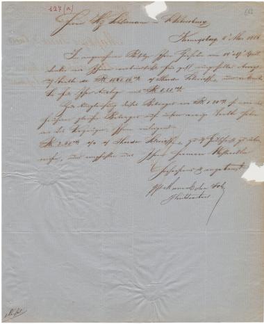 Letter sent by Cohn, Marcus & Son to Schliemann, Heinrich, 1856