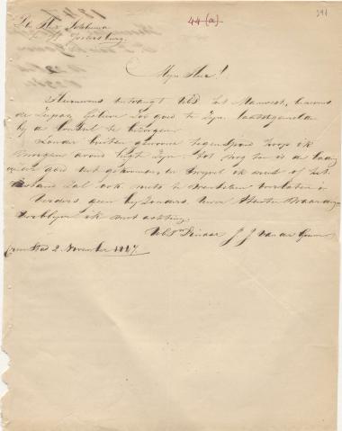 Letter sent by Gouve, J. J.  to Schliemann, Heinrich, 1847