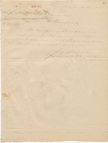 Letter sent by Winberg, Friedrich & Co. to Schliemann, Heinrich, 1850