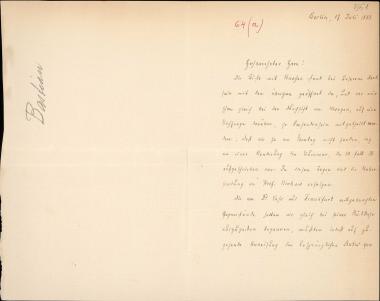Letter sent by Bastian, A. to Schliemann, Heinrich, 1883