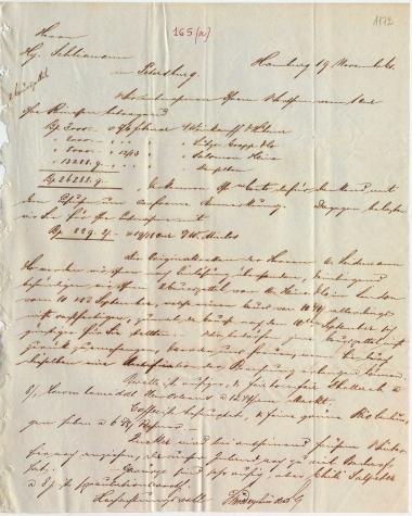Letter sent by Schröder Bros. & Co. to Schliemann, Heinrich, 1861