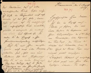 Letter sent by Schuchhardt, Carl to Schliemann, Heinrich, 1889