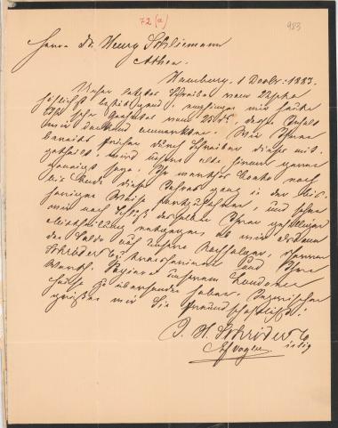 Letter sent by Schröder, Henry J. & Co. to Schliemann, Heinrich, 1883
