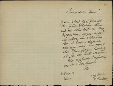 Letter sent by Curtius, Ernst W. to Schliemann, Heinrich, 1874