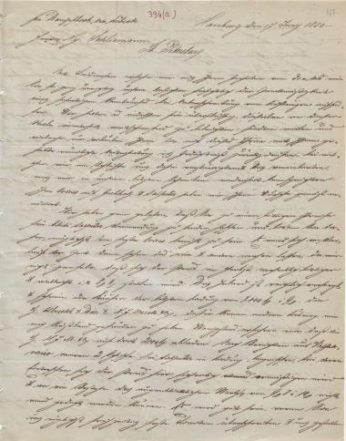 Letter sent by Schröder Bros. & Co. to Schliemann, Heinrich, 1850