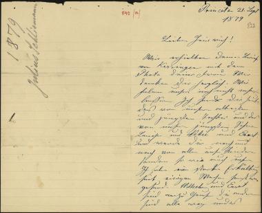 Letter sent by Schliemann, Julius to Schliemann, Heinrich, 1879