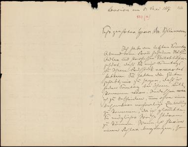 Letter sent by Lepsius, Karl Richard to Schliemann, Heinrich, 1887