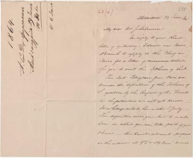 Letter sent by Forssmann, A. St. John to Schliemann, Heinrich, 1864