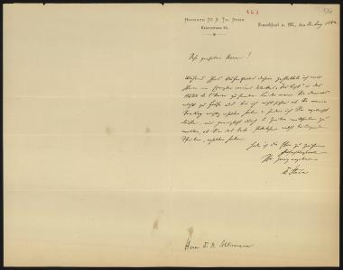 Letter sent by Stein, Gustav to Schliemann, Heinrich, 1882