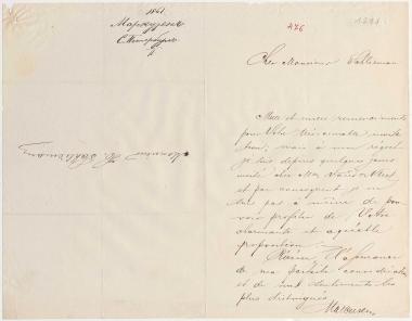 Letter sent by Marcusen, ? to Schliemann, Heinrich, 1861