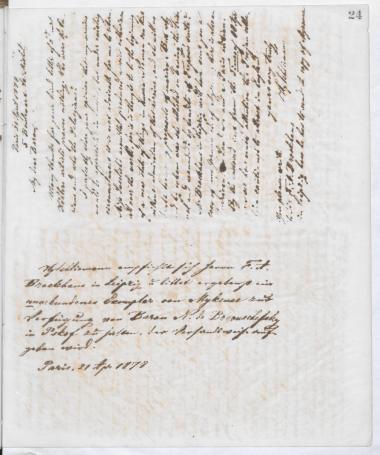 Copy of letter by Schliemann, Heinrich to Bogouschevsky, Nicolas de, 1878