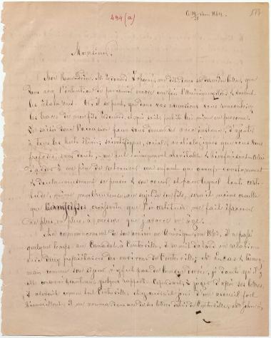 Letter sent by Thibaut-Brignolles, Th. to Schliemann, Heinrich, 1869