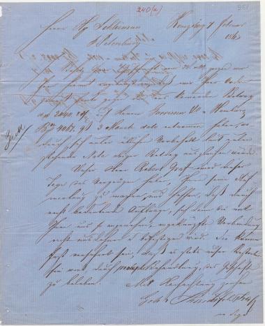 Letter sent by Hirschfeld, Gebrüder & Co. to Schliemann, Heinrich, 1863