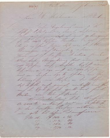 Letter sent by Hoyack, L. & Co. to Schliemann, Heinrich, 1863