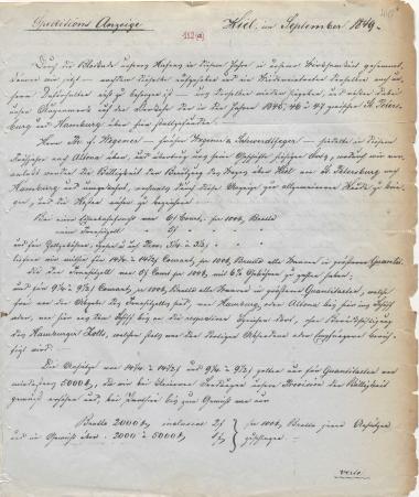 Letter sent by Amtrup & Marz to Schliemann, Heinrich, 1849