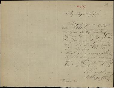 Letter sent by Καλλιγάς, Παύλος to Schliemann, Heinrich [1875]