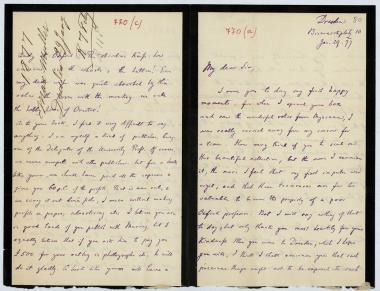 Letter sent by Müller, Max F. to Schliemann, Heinrich, 1877