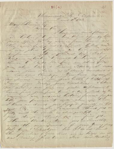 Letter sent by Cohen, Morris A. to Schliemann, Heinrich, 1852