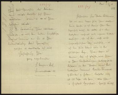 Letter sent by Meyer-Lieb, S. to Schliemann, Heinrich, 1881