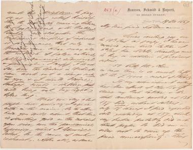 Letter sent by Janssen, Gerhard to Schliemann, Heinrich, 1867