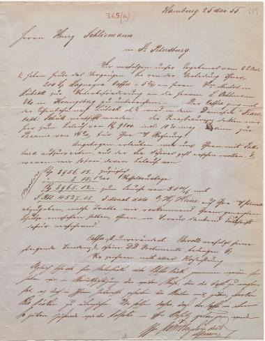 Letter sent by Schröder Bros. & Co. to Schliemann, Heinrich, 1855