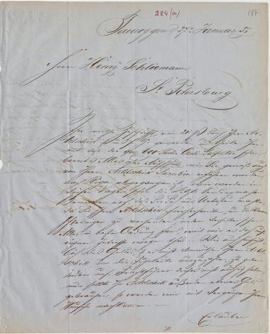 Letter sent by Segall, A. C. & Sons to Schliemann, Heinrich, 1855