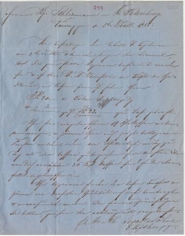Letter sent by Segall, A. C. & Sons to Schliemann, Heinrich, 1855