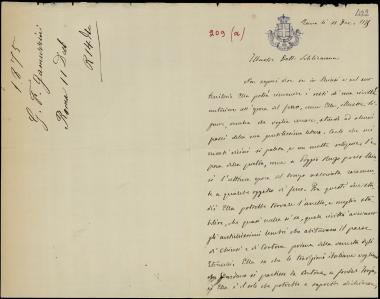 Letter sent by Gamurrini, G. Francesco to Schliemann, Heinrich, 1875