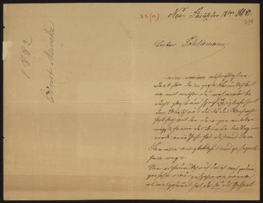 Letter sent by Meincke, E. to Schliemann, Heinrich, 1881