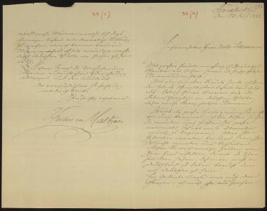 Letter sent by Maltzan, J. to Schliemann, Heinrich, 1882