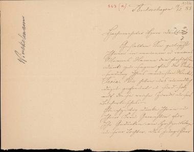 Letter sent by Winckelmann, Marie to Schliemann, Heinrich, 1883