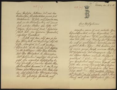 Letter sent by Berenhorst, ? to Schliemann, Heinrich, 1886