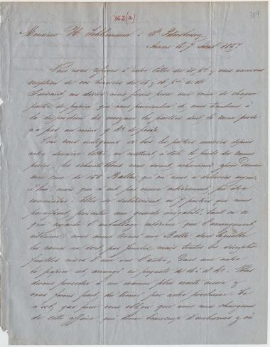 Letter sent by Coomans & Born to Schliemann, Heinrich, 1857