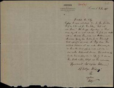 Letter sent by Helbig, Wolfgang to Schliemann, Heinrich, 1875