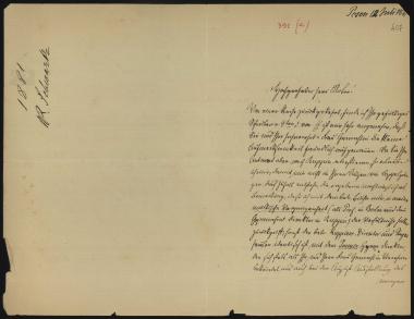Letter sent by Schwartz, W. to Schliemann, Heinrich, 1881