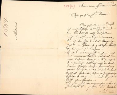 Letter sent by Maas, Eugen to Schliemann, Heinrich, 1883