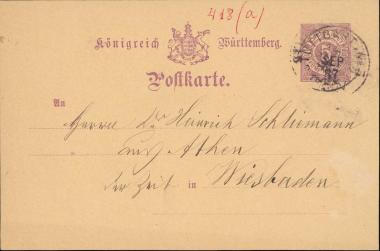 Letter sent by Scheurlen, August to Schliemann, Heinrich, 1887