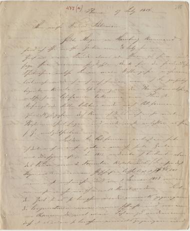 Letter sent by Kalkmann, Philipp to Schliemann, Heinrich, 1854