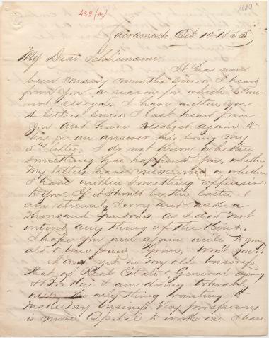 Letter sent by Grim, A. K. to Schliemann, Heinrich, 1855