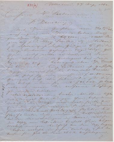 Letter sent by Monchy, R. de and Monchy, M. de to Schliemann, Heinrich, 1862