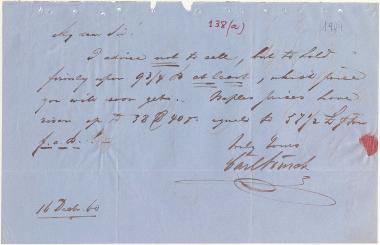 Letter sent by Busch, Carl to Schliemann, Heinrich, 1860