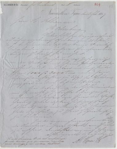 Letter sent by Houen, A. C. & Co. to Schliemann, Heinrich, 1857