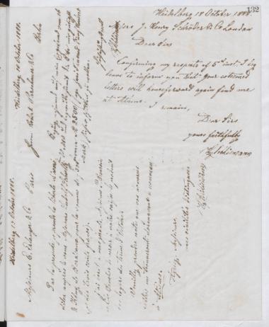 Copy of letter by Schliemann, Heinrich to Warschauer, Robert & Co. 1888