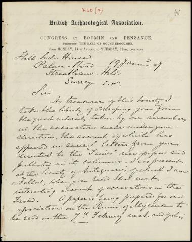 Letter sent by Morgan, Thomas to Schliemann, Heinrich, 1877