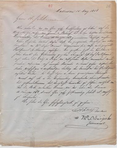 Letter sent by Bürger, W. S. to Schliemann, Heinrich, 1858
