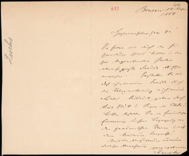 Letter sent by Luchers, ? to Schliemann, Heinrich, 1884