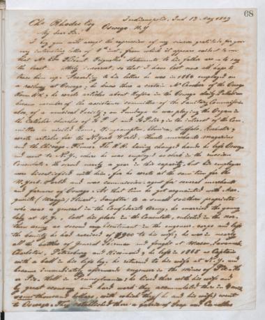 Copy of letter by Schliemann, Heinrich to Rhodes, Ch. 1869